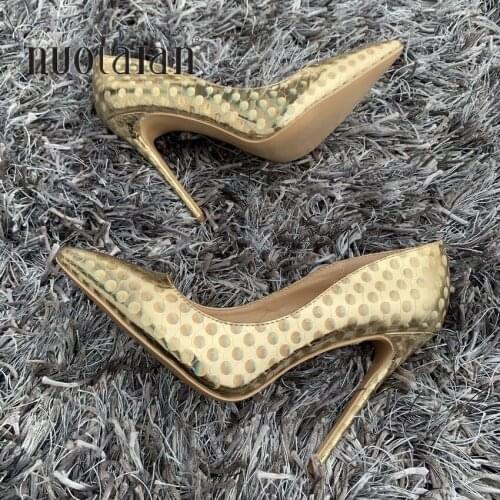 2019 Sexy Gold Women Pumps Pointed Toe Stilettos Heels Shoes Woman Patent Leather Ladies High Heel Shoes 12cm 10cm 8cm