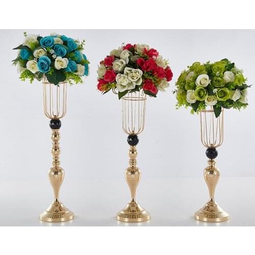 10 pcs/Lot Flower Vases Floor Metal Vase Plant Dried Floral Holder Flower Pots Road Lead Home Wedding Corridor Decoration ZLY010