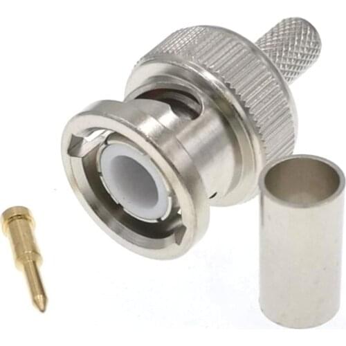 100pcs BNC Male Crimp RF Connector For RG58 LMR195 RG400 RG142 Cable