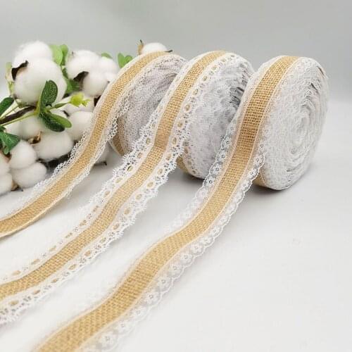 2M Jute Rope Burlap Rolls Lace Ribbon DIY Lace Roll Christmas Wedding Craft Decoration Lace Roll Sewing Handicraft Accessories