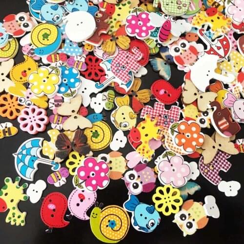 25PCS 10-20mm Vintage Mixed Painting Wooden Buttons For Crafts Scrapbooking Sewing Clothes Button DIY Kid Apparel Supplies