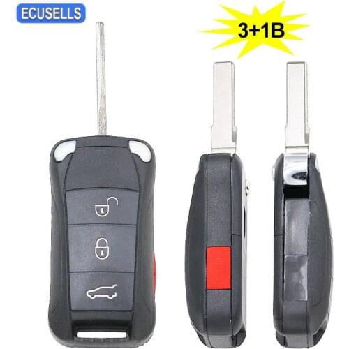 3+1/4 Buttons Folding Flip Remote Smart Car Key Shell Case Housing for Porsche Cayenne 2004 2005 2006 2007 2008 2009 2010 2011