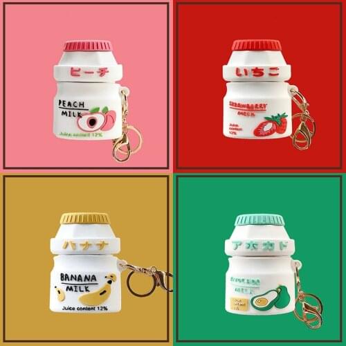 3D Earphone Cases for AirPods Case Cute Bottle Banana Milk for Apple Airpods 1/2 Protect Cover for Earpods Earbuds Case