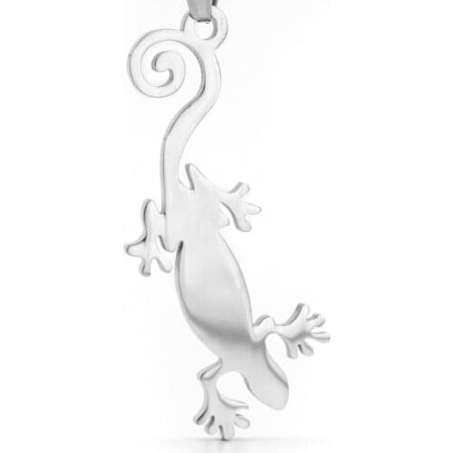 50pcs jewelry lizard gecko Pendant mirror double sides polished stainless steel diy Necklace Pendants for men wholesale price