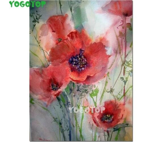 5d Diamond Mosaic Painting Red poppy full Rhinestones Crystal Diamond Painting Cross Stitch Diamond Embroidery decor YY5346