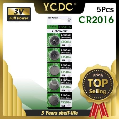 5pcs/pack CR2016 Button Batteries LM2016 BR2016 DL2016 Cell Coin Lithium Battery 3V CR 2016 For Watch Electronic Toy Remote