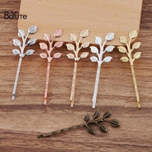 BoYuTe (30 Pieces/Lot) 19*37MM Metal Brass Leaf Hairpin Factory Supply DIY Retro Hair Accessories Materials