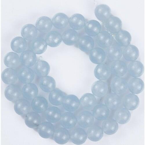 Natural Stone Beads B Color Light Blue Jade Agate Round Loose Beads for Making DIY Bracelet Earrings Accessories 4/6/8/10/12mm