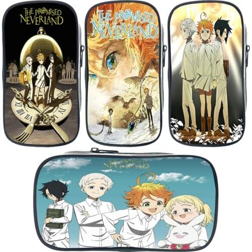 The Promised Neverland Pencil Case Girls Cosmetic Case Woman Makeup Bag Large Capacity Storage bag Boy Penbag Children Best Gift