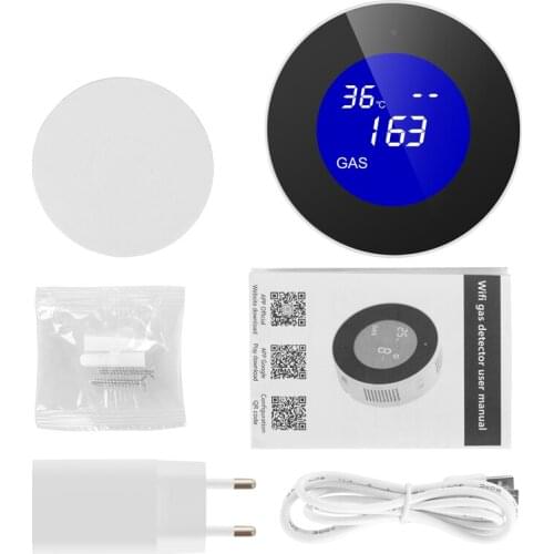 LCD display Tuya WiFi GAS LPG Leak Sensor alarm Fire Security detector APP Control home Safety smart Temperature monitoring