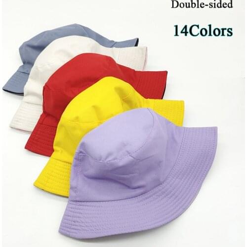 Solid Color Women Double-sided Basin Hat Men Casual Fisherman Hat Fashion Visor Couple Bucket Hat Lady Panama cap 14Colors