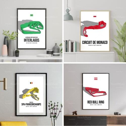 F1 Formula One Circuit Map Printed Poster
