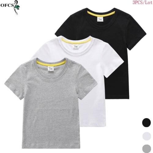 3Pcs Different Color Packaging Sales Childrens T-shirt For Boys Girls Cotton Basic Tops Child T-shirts 2-12Year Birthday Clothe