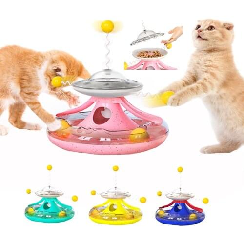 Cats Leaking Food Turntable Toys For Indoor Cat Pet Tumbler Track Leaking Food Interactive Cat Toys Feeding Chewing Spring Toys