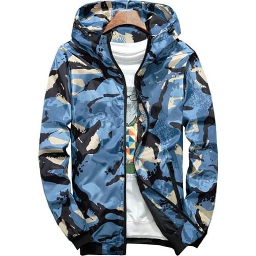 Camouflage jacket men new fashion windbreaker trend youth hip hop streetwear hooded jackets student sportswear class clothes