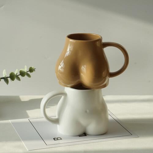 Ceramics Novelty Mugs Cup Woman Body Ass Butt Shape Coffee Milk Mug Sculpture Cup Dining Table Home Decoration Accessories