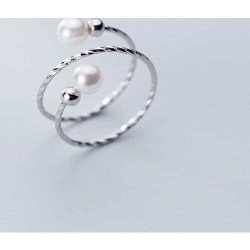 MloveAcc Adjustable Rings for Women 925 Sterling Silver Rings Spiral Minimalist Finger Ring Fine Jewelry