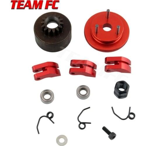 Clutch Bell Shoes Bearing 14T Gear Flywheel Assembly Kit Set Springs Cone Engine Nut for 1/8 RC Car HPI HSP Traxxas Axial Himoto