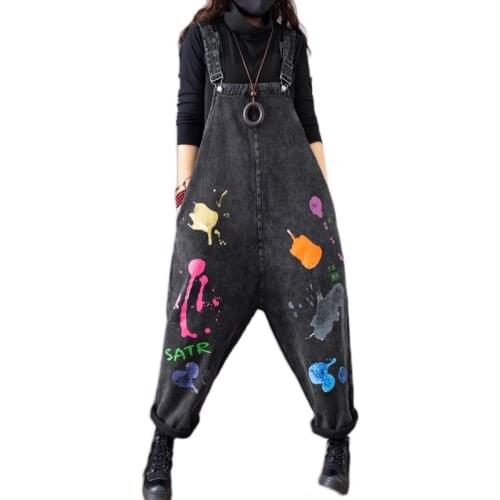 Warm Velvet Denim Jumpsuits Women Winter Loose Drop Crotch Rompers Baggy Suspenders cowboy Cross-pants New Thick jean Overalls