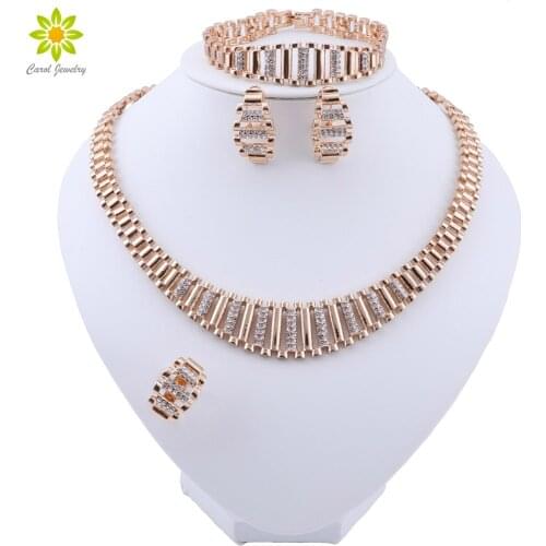 Exquisite Dubai Jewelry Set Luxury Gold Color Necklace Set Nigerian Wedding African Beads Jewelry Set Costume New Design