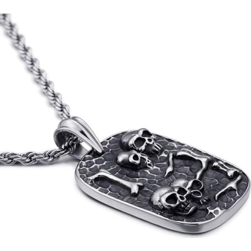 Cast military card skull pendant Punk wind rock mens jewelry