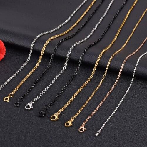 Fashion Womens Jewelry Findings 1.5mm 2mm 3mm Link Chain Necklaces for Pendant With Lobster 45cm/50cm/55cm/ 60cm