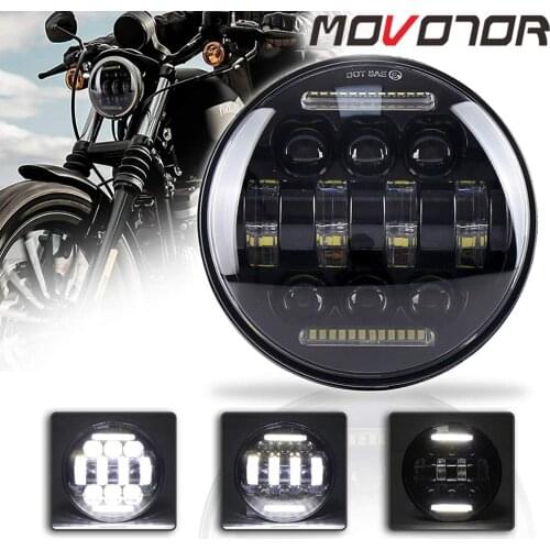 MOVOTOR 1 Pcs 5.75 Inch LED Headlight with White DRL 5-3/4 5.75 Headlamp for Harley-Da-vidson Dy-na Sportster 1200