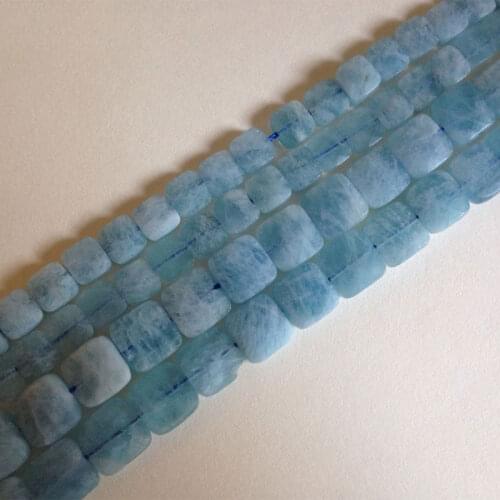 12mm/14mm Natural Square Blue Aquamarines Beads For Jewelry Making Beads 15'' Needlework DIY Beads Trinket For Women Gift