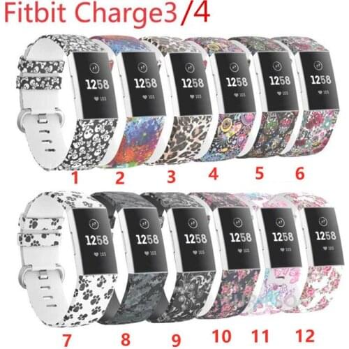 New Printing Strap for Fitbit Charge 3 4 Silicone Strap Replacement Wrist Belt Sports Strap for Fitbit Smart Watch Accessories