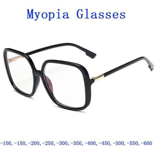 New Retro Large Square Frame Anti Blue Light Myopia Glasses Women Men Nearsighted Eyeglasses Students Computer Goggle Spectacles