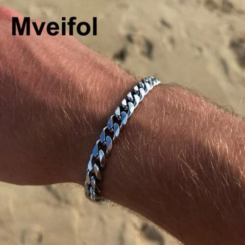 Punk Stainless Steel Men Bracelet Chunky Curb Cuban Link Chain Bracelet for Women Men Tarnish Free Stainless Steel Jewelry