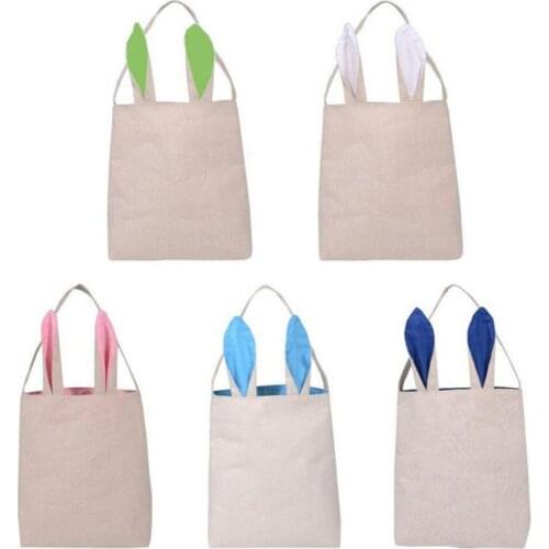 Cotton linen Bag Easter Party Supplies Rabbit Ear Easter Basket Bunny Ear Gift Bag Happy Easter Decorations For Home