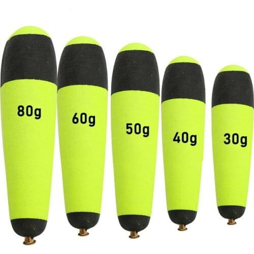 Portable Fishing Floats Plastic Buoyancy Pike Float Green EVA Foam Inline Bobbers Float 30g/40g/50g/60g/80g Fishing Accessories