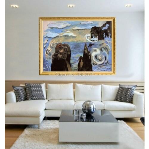 Professional Artist 100%Hand-painted Top Quality Paul Gauguin At The Black Rocks Oil Paintings On Canvas Black Stone Paintings