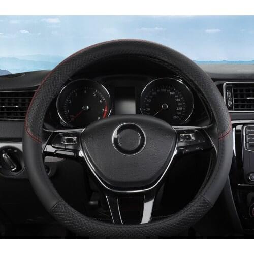 37- 38cm Non-slip Leather Car Steering wheel Cover Anti-Slip for VW Golf Polo Bora Passat Touran CC T6 T5 T4 Auto Accessories
