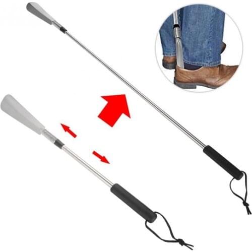 Stainless Steel Shoe Horn Portable Telescopic Extendable Shoe Horn Collapsible Long Handled Shoe Elderly Accessories Shoe Horn