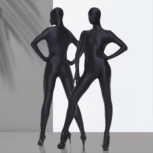 Sexy Cosplay Shiny Lycra Full Body Bodysuit Full Cover Sheer Open Crotch Bandage Catsuit Pantyhose Erotic Lingerie Plus Size