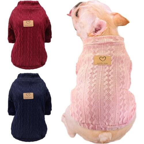 Lovely Pet Clothes Soft Cotton Dogs Clothes Classical Puppy Cat Knit Sweater T-shirt Autumn Winter Small Medium Dogs Cats Pink