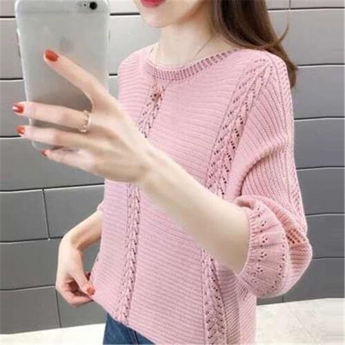 Pink White Green Sweater Vintage Hollow Out Knit Top Pull Femme Pullovers Loose Casual Womens Clothing Korean Fashion coats