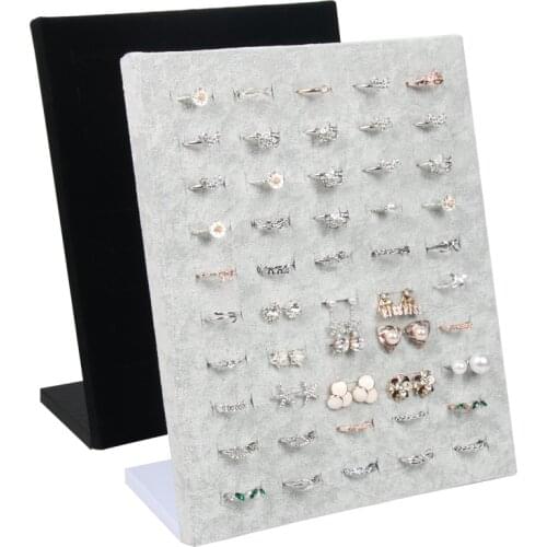 New 50 Holes Velvet Ring Display Holder Stand for Store 50 Seat for Rings Storage Jewelry Display Wall Jewellry Organizer Rack