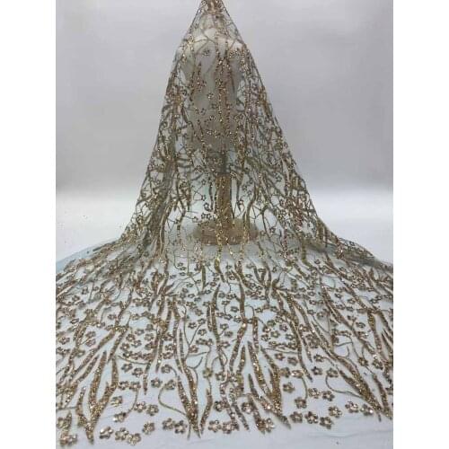 High Quality Lace Fabric Glitter Sequin Embroidery Flowers French Tulle Mesh Design Sewing Dress Party Skirt 5 Yards Wholesale