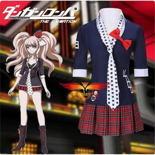 Danganronpa Dangan-Ronpa Junko Enoshima Cosplay Costume Adult Women Outfits Girl JK Uniform Jacket Skirts Tie Bear Hairpin Stock