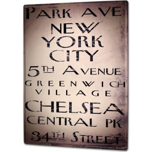 Tin Sign Retro Art Metropole Streets of New York
