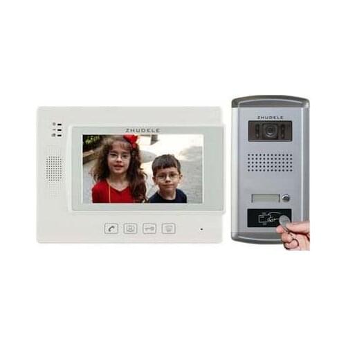 ZHUDELE Home Security Intercom Audio Doorbell 7" Video Door Phone 700TVL FRID Panel IR Camera w/t Waterproof Cover in stock