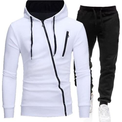 Winter Mens Tracksuit 2 Pieces Set Hoodies+Pants Sport Suits for Men Sweatshirt Zipper Hoodies Mens Clothing Sets Sportswear