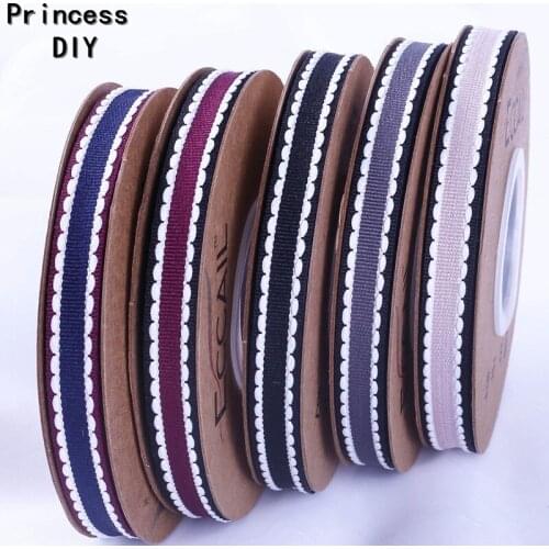1cm 2.5cm 10Yards Grosgrain Ribbon for Craft Black Edge Ribbon Jump Point Tape DIY Hair Bowk Baking Flower Gift Wrapping Materia