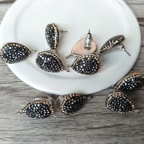 10 Pairs waterdrop Stud Earrings Druzy Pave Crystal Rhinestone Beads Jewelry For Making Earrings,DIY Jewelry Finding ER194