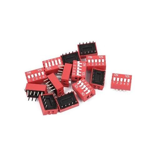 14 Pcs DIP Switch 2 Row 10 Terminals 5 Positions Sliding Switch 2.54mm Pitch