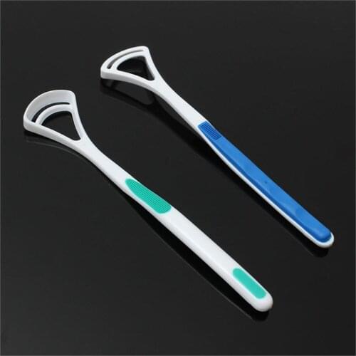 2Pcs/set Fashion Tongue Cleaner Bad Breath New Hot Away Hand Scraper Brush Handle Oral Hygiene Dental Care Cleaning