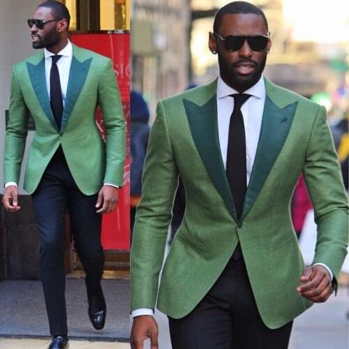 2017 Latest Coat Pant Designs Green Men Suit Wedding Suits for Men Slim Fit 2 Piece Groom Tuxedo Custom Style Party Suits Ternos
